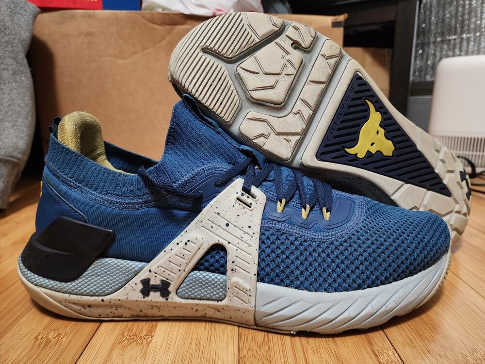 Under Armour Project Rock 4 Shoes Mens 15 Blue Training Gym Workout 3025860-401